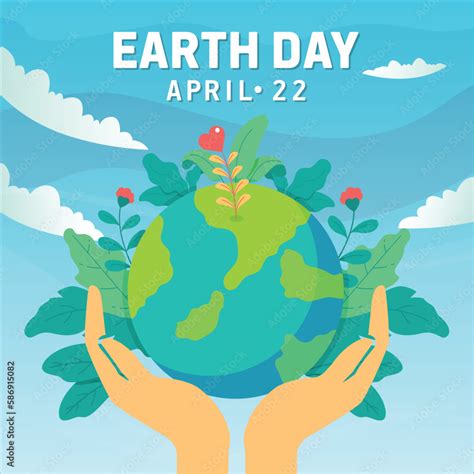 vector April 22 earth day illustration with the planet Stock Vector ...