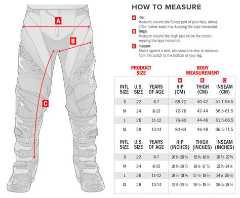 Motocross Pants Size Chart | ubicaciondepersonas.cdmx.gob.mx