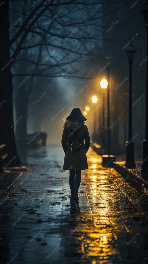 Premium Photo | Woman walking alone in the rain