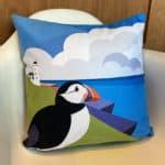 The Isle of May Puffin, Vegan Faux-Suede Cushion by Poster Creative ...
