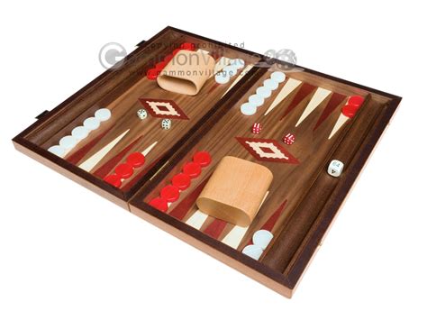 15-inch Walnut Backgammon Set - Red - Wooden Backgammon Set - Wood ...