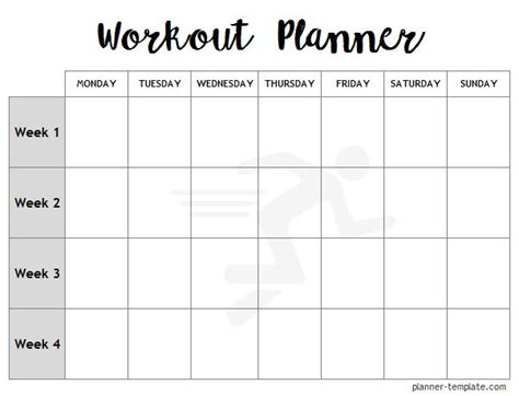 Printable Workout Schedule Template