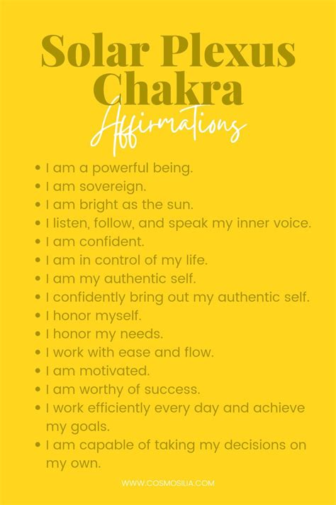 Solar Plexus Chakra Affirmations Solar Plexus Chakra Healing, Chakra ...