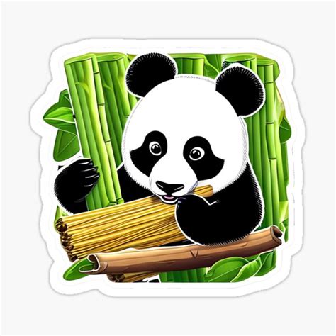 "Cute panda eating Bamboo" Sticker for Sale by diGitaLxL | Redbubble