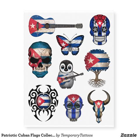 Patriotic Cuban Flags Collection Temporary Tattoos | Zazzle.com | Cuban ...