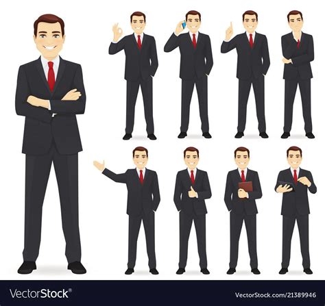 Business man set Royalty Free Vector Image - VectorStock Character ...