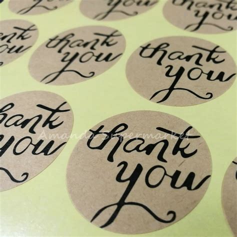 Wholesale Handmade Thank You Sticker 300pcs/lot 35*35mm Vintage Kraft ...