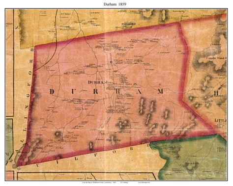 Durham, Connecticut 1859 Middlesex Co. - Old Map Custom Print - OLD MAPS