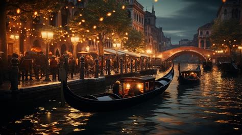 Premium AI Image | Romantic gondola ride near Rialto Bridge in Venice Italy