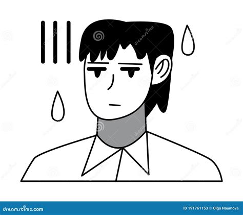 Manga Calm Man Character Face Drawing with Drops Around Stock Vector - Illustration of doodle ...