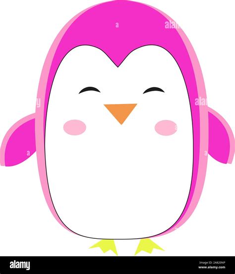 Pink penguin, illustration, vector on white background Stock Vector ...