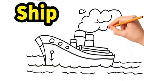 How to Draw a Ship - A Beautiful Ship Drawing Step by Step for Kids ...