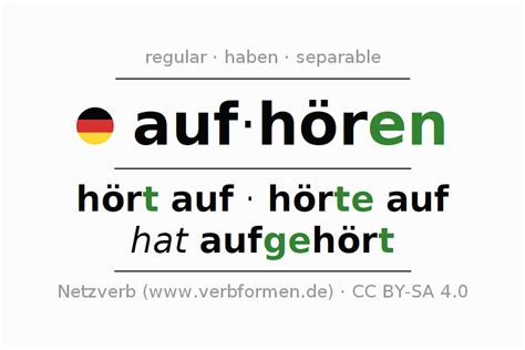 Worksheets German "aufhören" - Exercises, downloads for learning | Netzverb Dictionary