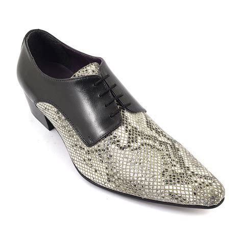 Buy Mens Black Python Cuban Heel Derby Shoes | Gucinari