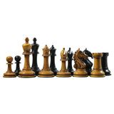 Warrior Series 4" Premium Staunton Chess Set in Ebony and Distressed B ...