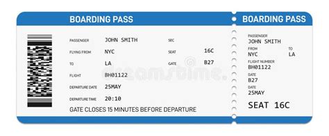 Realistic Airline Boarding Pass. Boarding Pass Template. Stock Vector ...