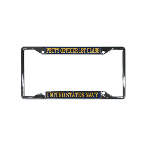 Desert Cactus US Navy Petty Officer 1st Class Enlisted Grades License Plate Frame for Front Back ...