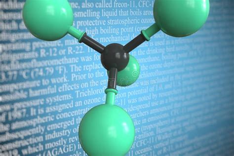 Molecular Model of Trichlorofluoromethane, 3D Rendering Stock Illustration - Illustration of ...