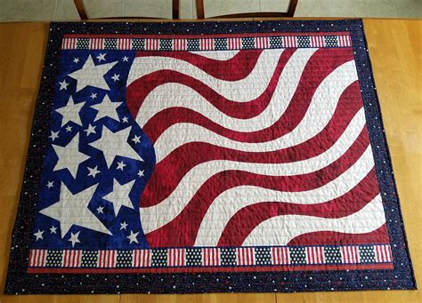 American flag wall hanging quilted patriotic wall quilt waving flag quilt rustic flag quilt by ...