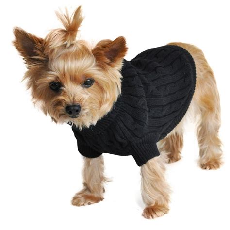 Cable Knit Dog Sweater by Doggie Design - Jet Black XX-Small - Walmart ...