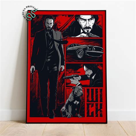 John Wick Poster, Keanu Reeves Wall Art, Rolled Canvas Print, Movie ...