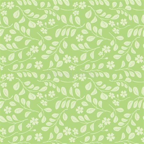 Light Green Leaves with Flowers on Bright Green Background - Seamless ...