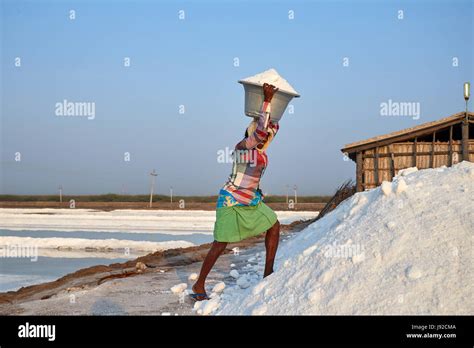 Salt pans on tuticorin Salt Lake, India. It is India's largest saline lake and where salt has ...