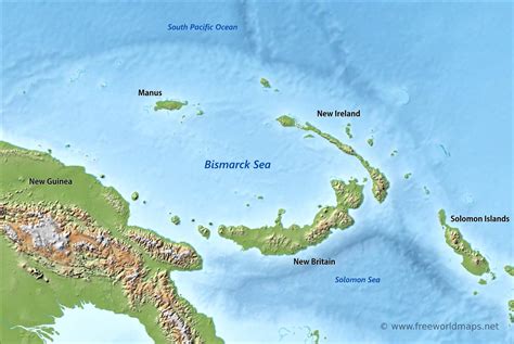 Bismarck Sea map - by Freeworldmaps.net