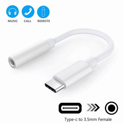 USB Type-C to 3.5mm Female Headphone Jack Adapter, USB-C to Aux Audio Dongle Cable Compatible ...