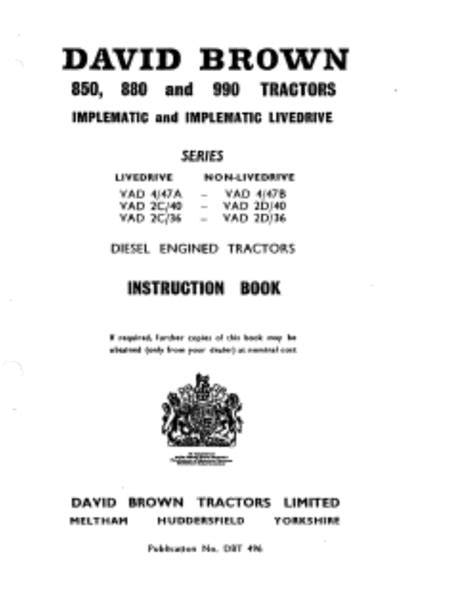 David Brown 850, 880 and 990 Tractor Manual | Farm Manuals Fast