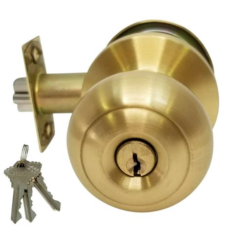 High Quality Door Knob Lock Entry Keyed Cylinder 3 Keys Exterior Interior Sc1 SB - Walmart.com ...