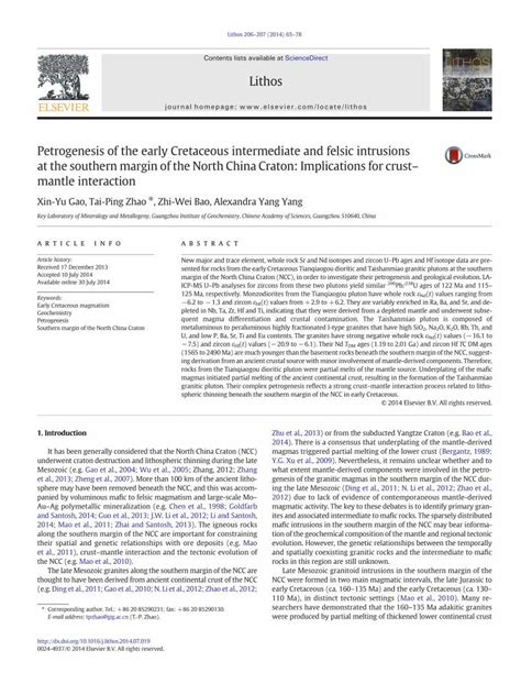 (PDF) Petrogenesis of the early Cretaceous intermediate and ... · facies metamorphic rocks or ...