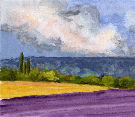 Lavender Fields - Original Painting French Countryside Cypresses ...