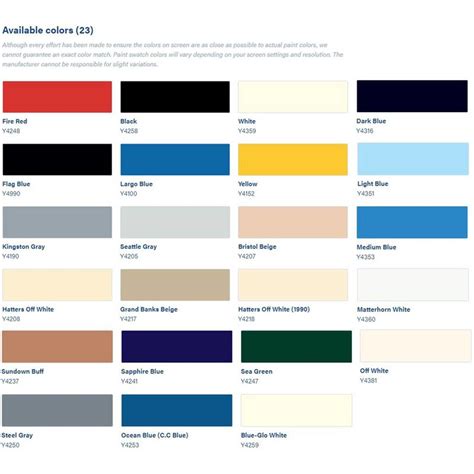 Brightside Paint Color Chart