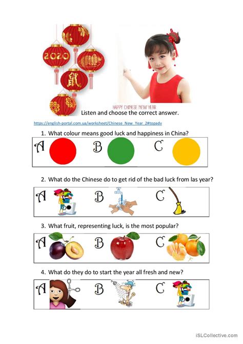 Esl Chinese New Year Worksheets - Image to u