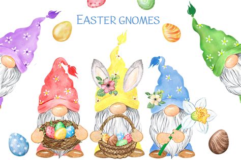 Easter gnomes. Spring holiday clipart. Gnomes, eggs. Easter cards PNG By Evgeniia Grebneva ...