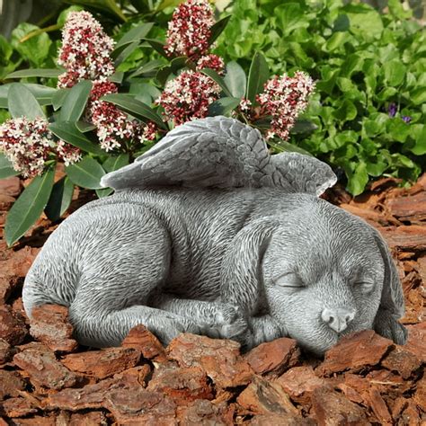 Pure Garden, Sleeping Angel Dog Pet Memorial Statue, Resin, Faux Stone Finish - Walmart.com ...