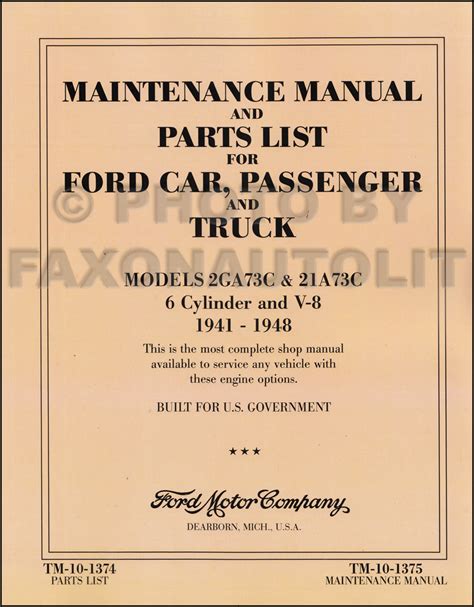 1941-1948 Ford Car & Truck Shop Manual and Parts Catalog Reprint