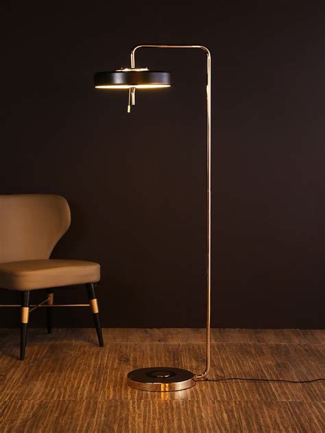 Revolve Black Gold Floor Lamp | Buy Modern Floor Lamps Online India – Jainsons Emporio