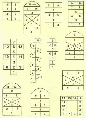 Wow, so many Hopscotch designs! Second from the top left corner is the one I played, my Mom hand ...