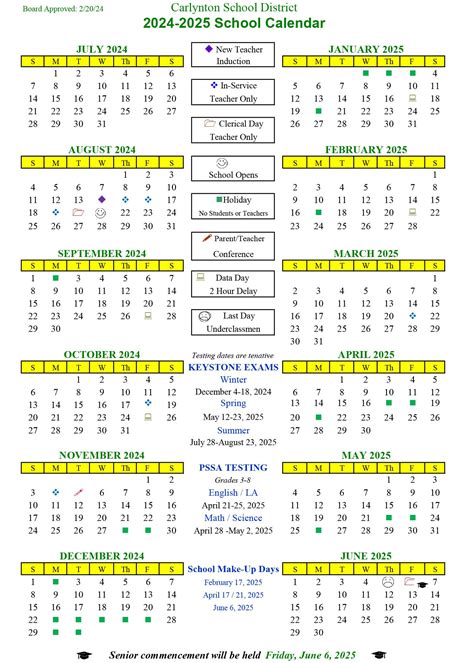 2024-2025 School Year Calendar - Carlynton School District