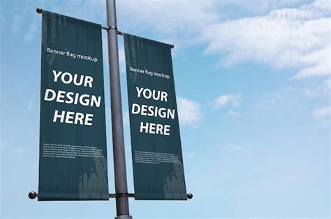 Premium PSD | Banner flag mockup for print design presentation logo text promotional poster