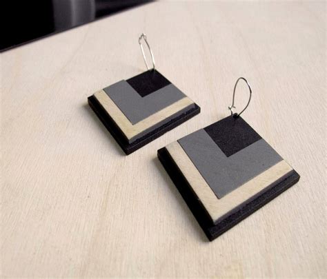 Geometric Wooden Earrings Laser Cut Earrings Wooden - Etsy