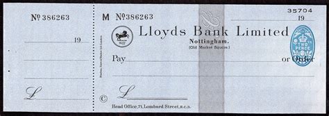 Lloyds Bank Limited, Nottingham, 19[42], unused crossed cheque - M Veissid & Co.