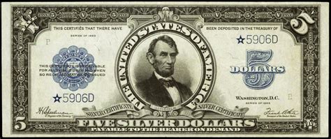 1923 Five Dollar Silver Certificate Porthole Star note|World Banknotes ...