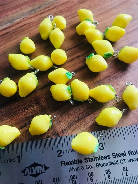 6 Piece Miniature Lemon Charms Light Weight Plastic Citrus | Etsy