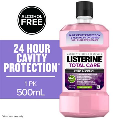 Listerine Total Care Mouthwash Fresh Mint Anticavity Fluoride Oral Rinse with 6 Benefits in 3 ...