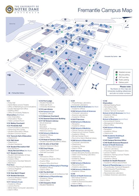 Fremantle Campus Map - The University of Notre Dame Australia