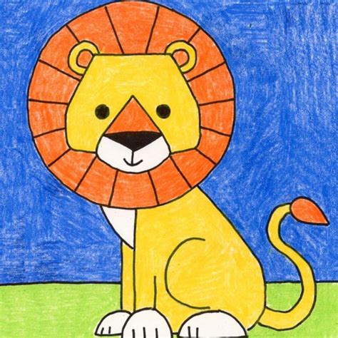 How to Draw a Lion for Kids Tutorial and Lion Coloring Page | Kids art projects, Lion coloring ...