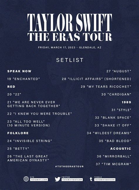 eras tour setlist opening night !! | Taylor swift web, Shake it off ...